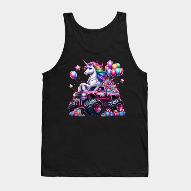 Monster Truck Unicorn Birthday Party Monster Truck Girl Tank Top by ProCoffe